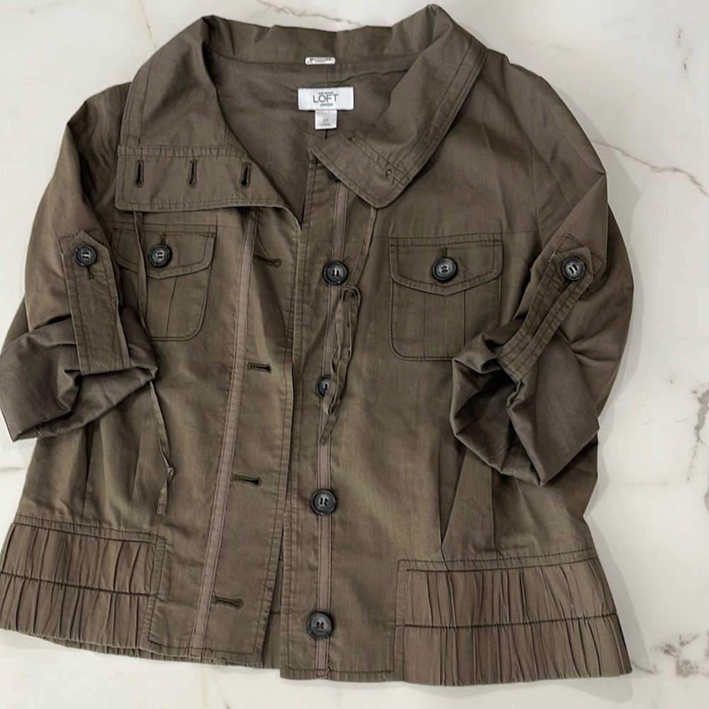 Loft petite small army green cropped jacket